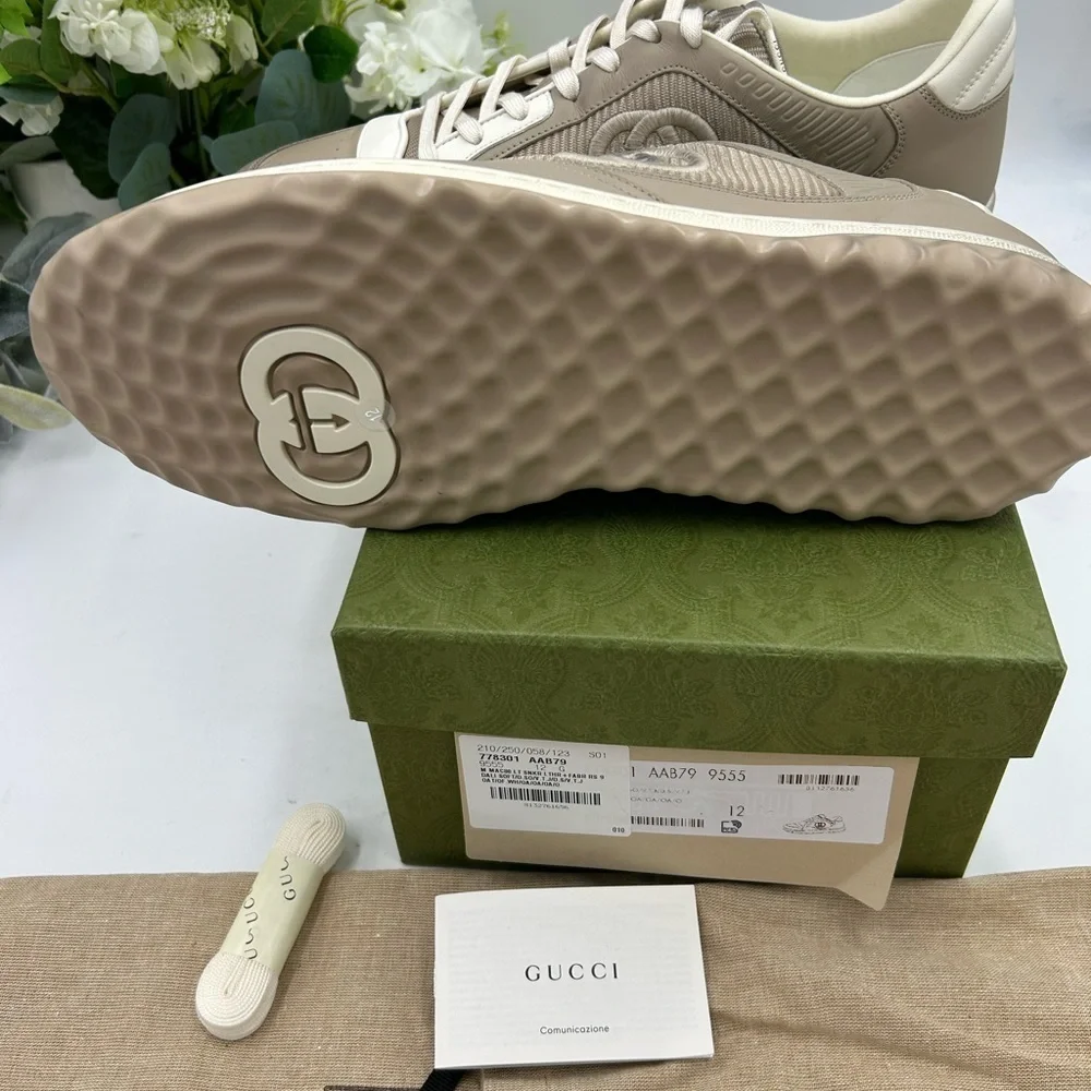 Men's Gucci Mac 80 Dune beige low top sneakers size 12 made in Italy
